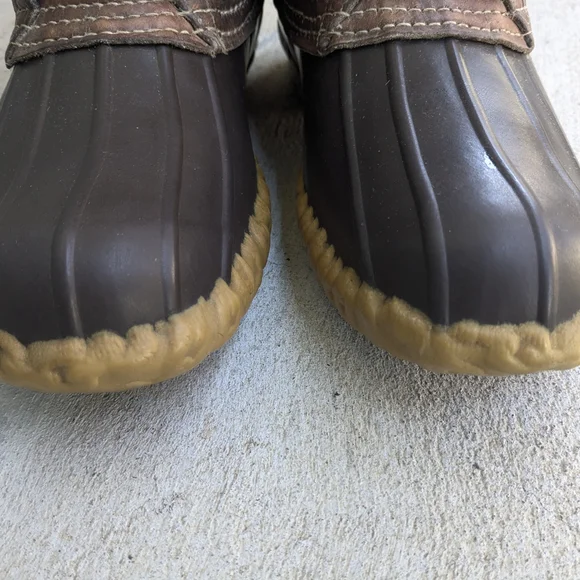 L.L. Bean Duck Boots Men 9 M Btown Leather Rubber - Picture 2 of 16